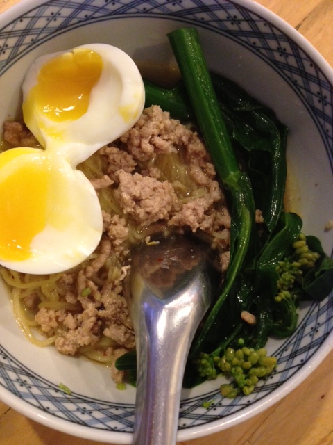 My stab at "bamee kai", or egg egg noodles