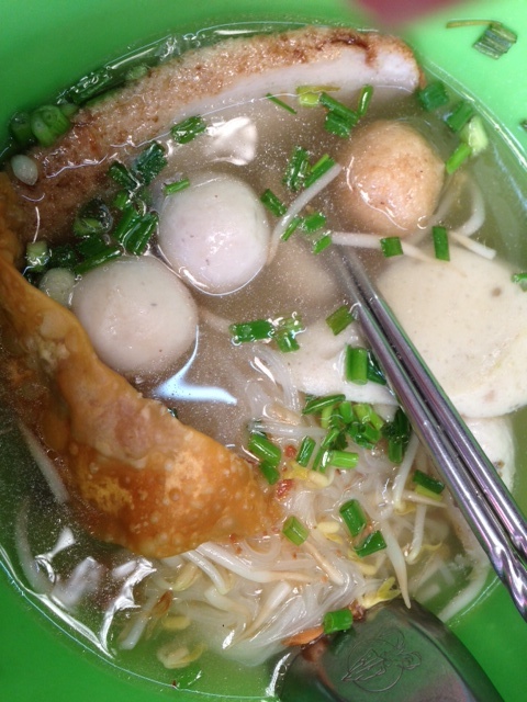 Clear broth fish noodles at Raan Lao Sa