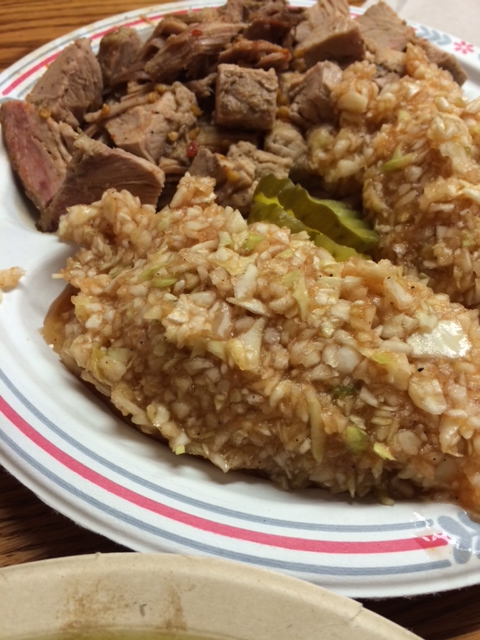 "Coarse chopped" pork BBQ and slaw at Lexington Barbecue