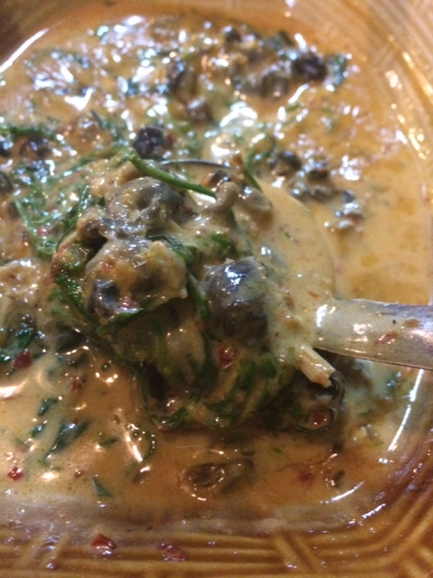 A coconut milk-based snail curry in Pak Chong
