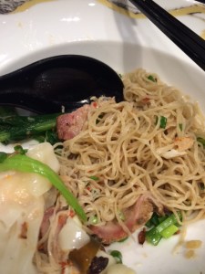 Egg noodles with wontons and barbecued pork at Bamee Sawang at Emporium